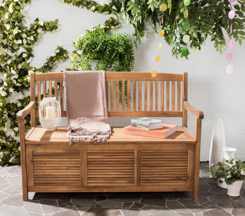 Safavieh Brisbane Indoor/Outdoor Modern Storage Bench - Image 2