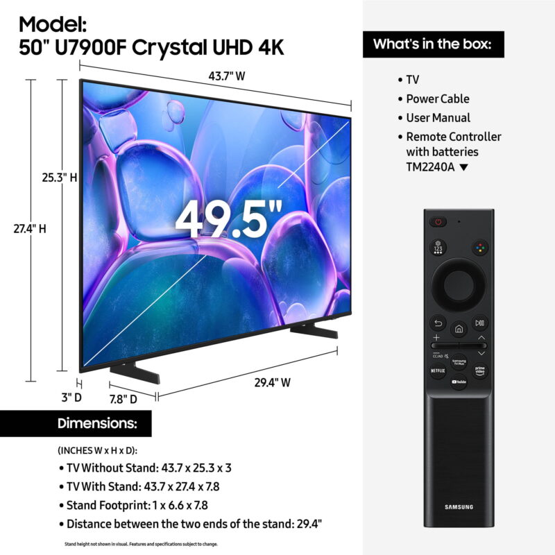 Samsung 50" Class Crystal UHD U7900F 4K Smart TV 2025 - UN50U7900FFXZA - Image 5