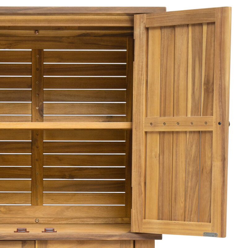 Christopher Knight Home Coastal Outdoor Solid Wood Storage Cabinet, Weather-Resistant, Slatted, Teak - Image 2