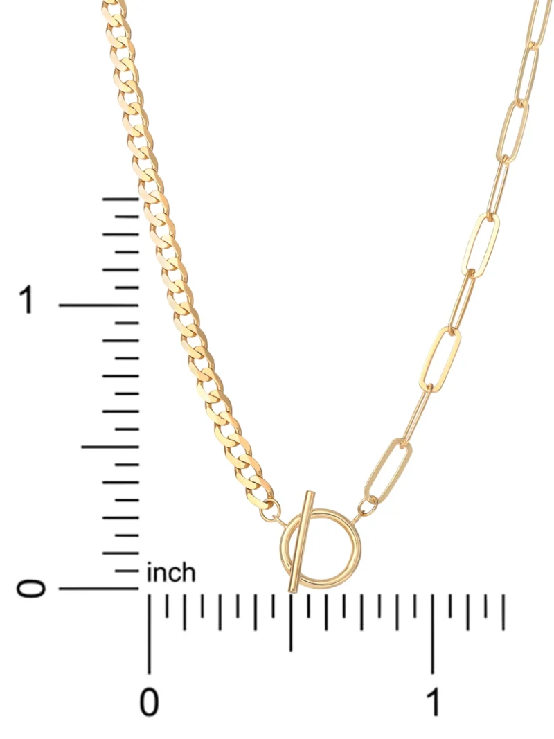 "JS Jessica Simpson Women’s Gold Plated Sterling Silver Clip/Curb Link Toggle Necklace" - Image 3