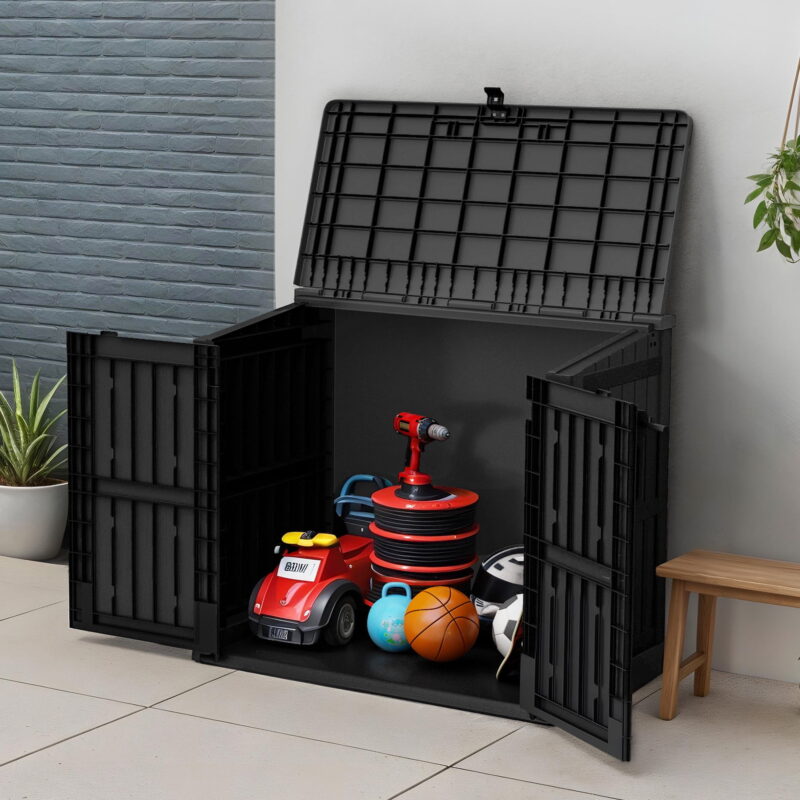 Uforic 36 Cu Ft All-weather Tool Cabinet with Air Vent, Lockable Doors & Lift-Up Roof, Black - Image 3