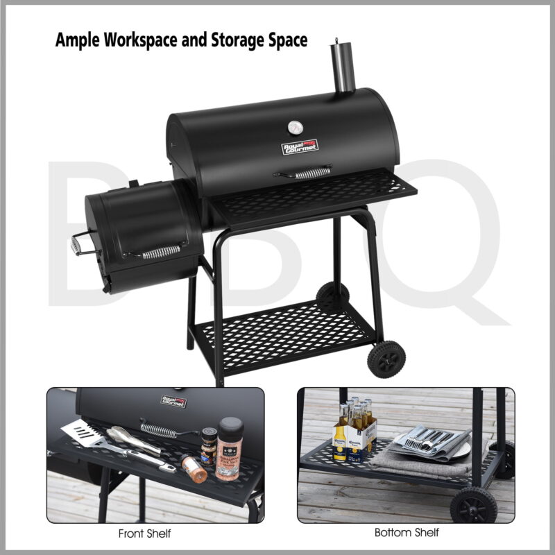 Royal Gourmet CC1830FC 30" Charcoal Grill with Offset Smoker, With Cover - Image 3