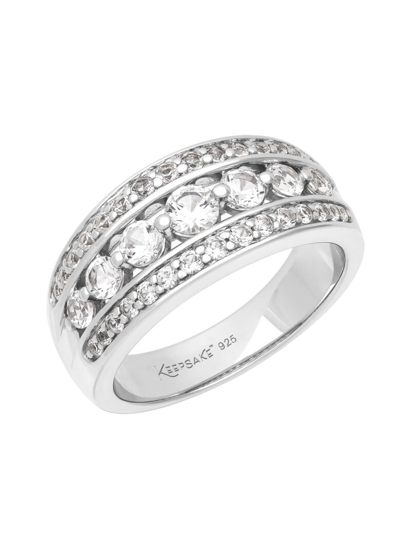 1 1/2 Carat TGW Created White Sapphire Women's "Opulent Gem" Anniversary Band in Sterling Silver