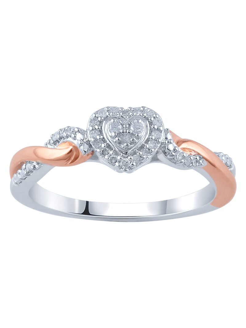 Hold My Hand 1/10 Ct Natural Diamond Promise Heart Ring for Women in 14K Rose Gold Plated