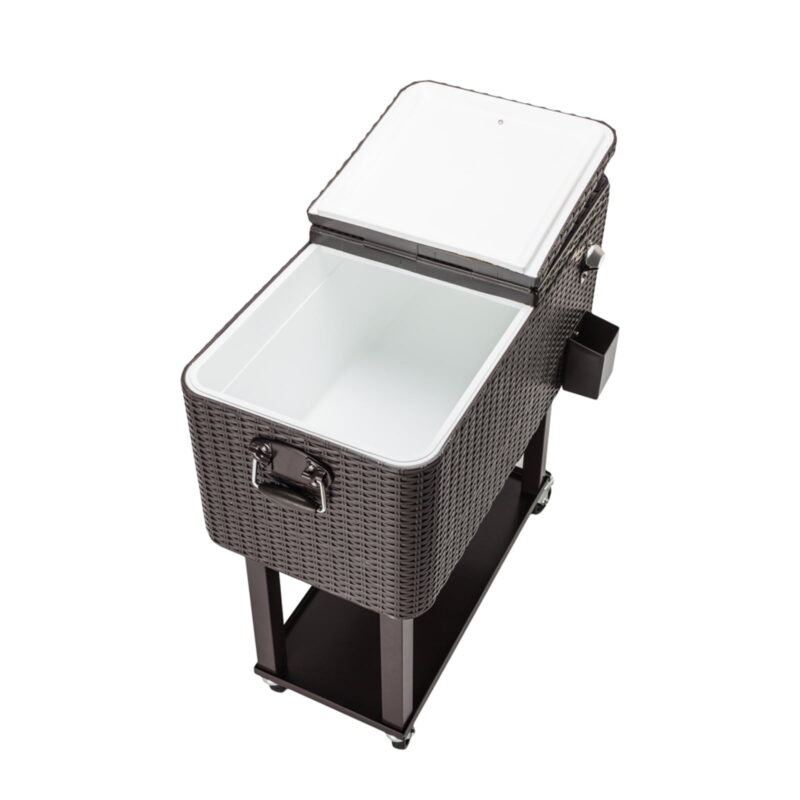80QT Rattan Square Legs Cooler with Shelf - Image 4