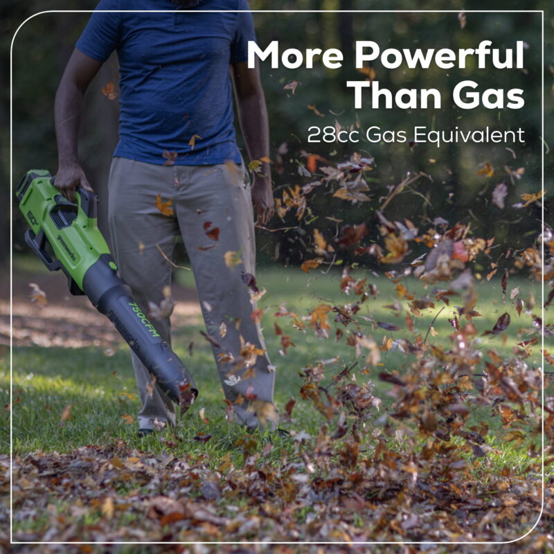 Greenworks 60V 750 CFM 180 MPH Leaf Blower with 4.0 AH HC Battery and 6 Amp Charger 2429802 - Image 2