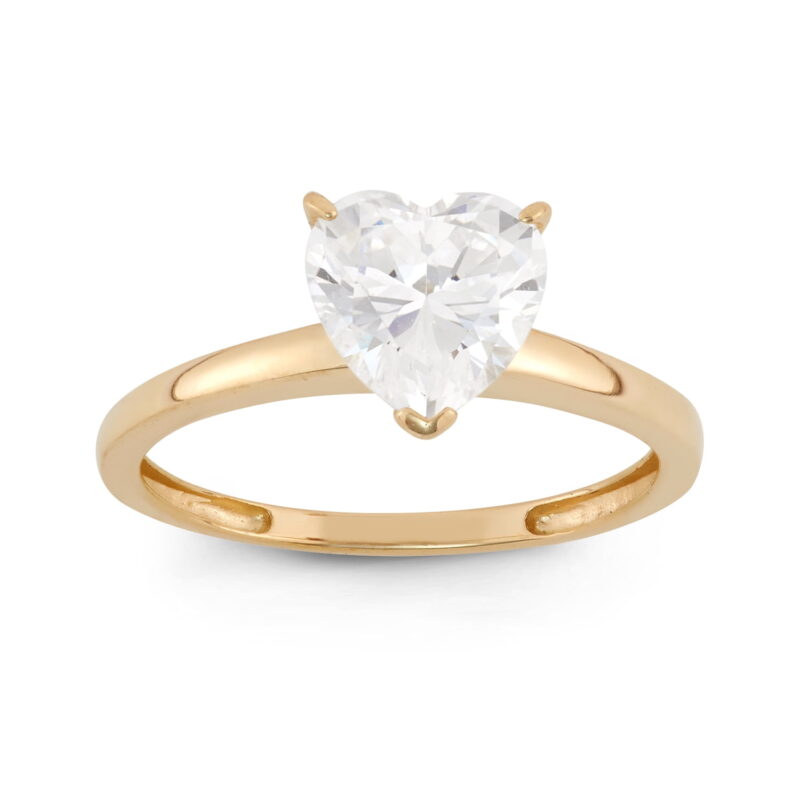 10K Gold cz heart solitaire ring