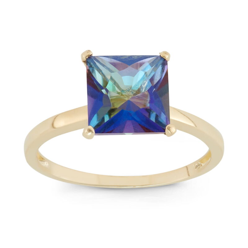 10k gold princess cut gemstone ring