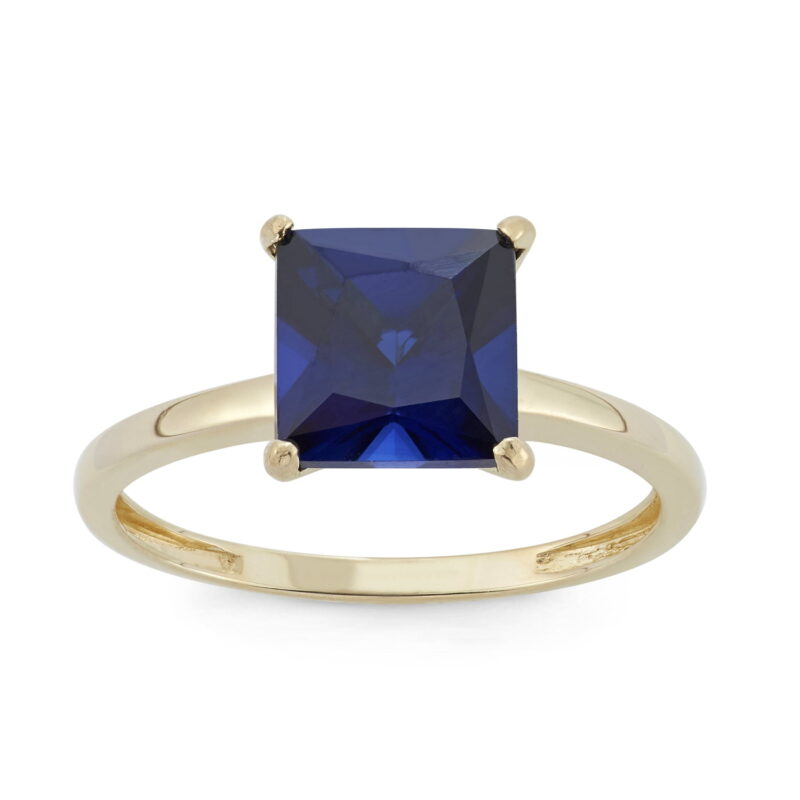 10k gold princess cut gemstone ring