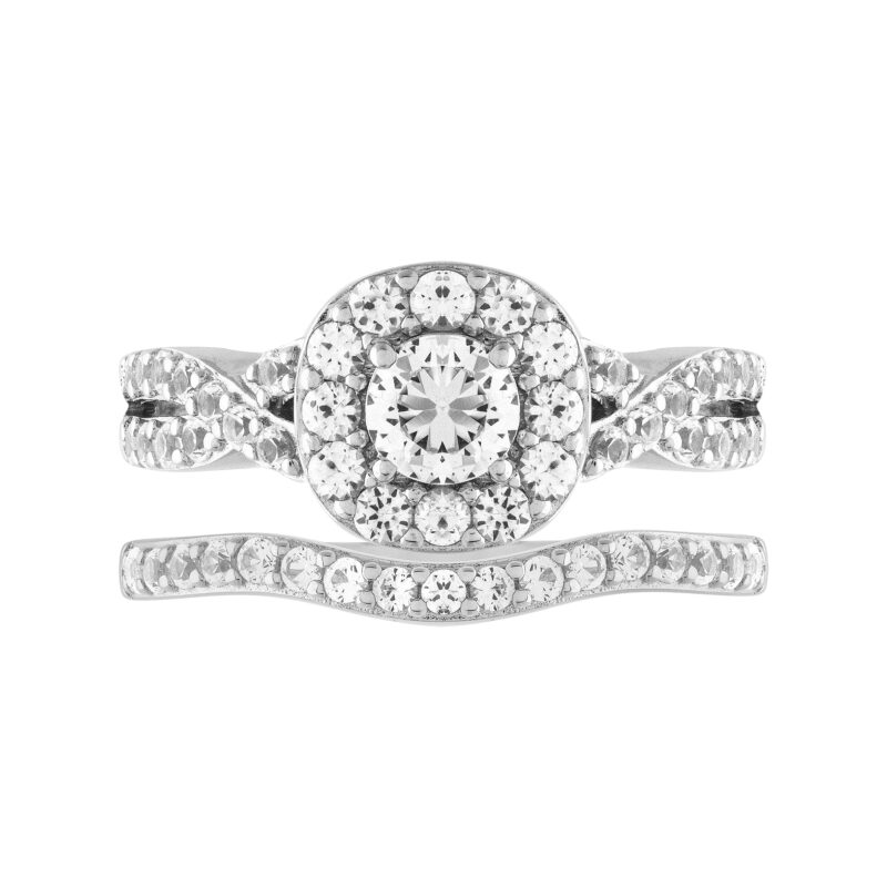 1 1/2 CT TGW Created White Sapphire "Serena Gem" Women's Bridal Set in Sterling Silver by Keepsake - Image 5