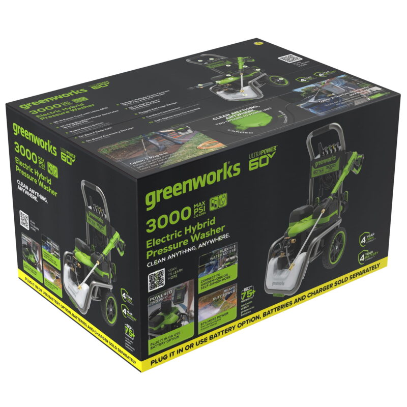Greenworks Hybrid 60V 3000 PSI at 2.0 GPM Electric Pressure Washer 5128202T - Image 3