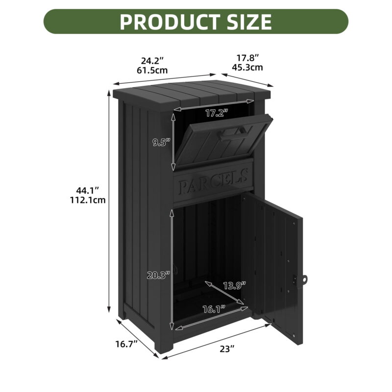 Uforic Outdoor Resin Package Delivery Storage Box with Lockable Secure,Package Delivery Box for Porch or Curbside, Lockable, Black - Image 3