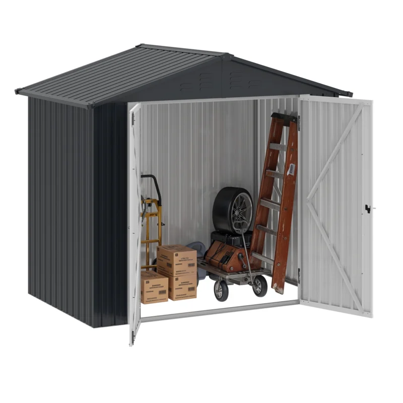 Uforic 6x4ft Outdoor Storage Shed, Lockable and Weatherproof with Vents for Backyard, Dark Gray - Image 7