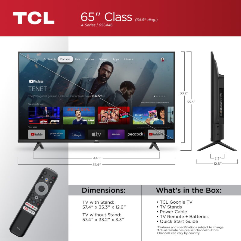 TCL 65" Class 4-Series 4K UHD HDR LED Smart Google TV - 65S446 - Image 5
