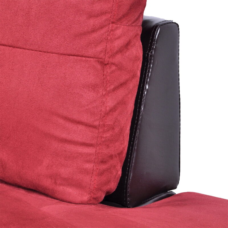 Hommoo Flannel and PVC Living Room Furniture Sets, L Shaped Couches and Sofas, Modern Sectional Sofa for Home & Office, Red(No Ottomans) - Image 7