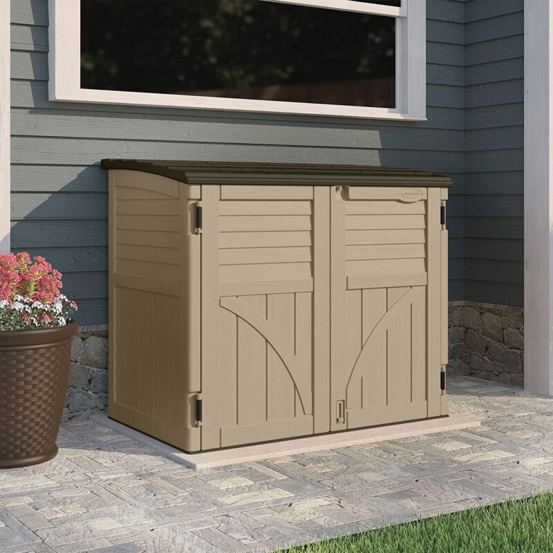 Suncast 34 cu. ft. All-Weather Resin Horizontal Outdoor Storage Shed, Taupe - Image 6