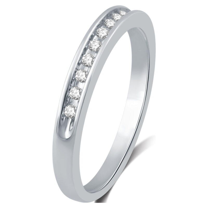 Forever Bride Women's 1/10 CTTW Round Diamond Channel-Set Stackable Wedding Band in Sterling Silver - Image 6