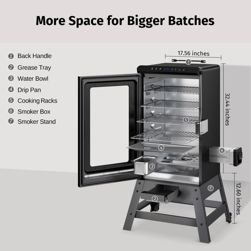 EAST OAK Pro 30 inch Electric Vertical Smoker Portable with Window and Legs, Deep Blue - Image 5