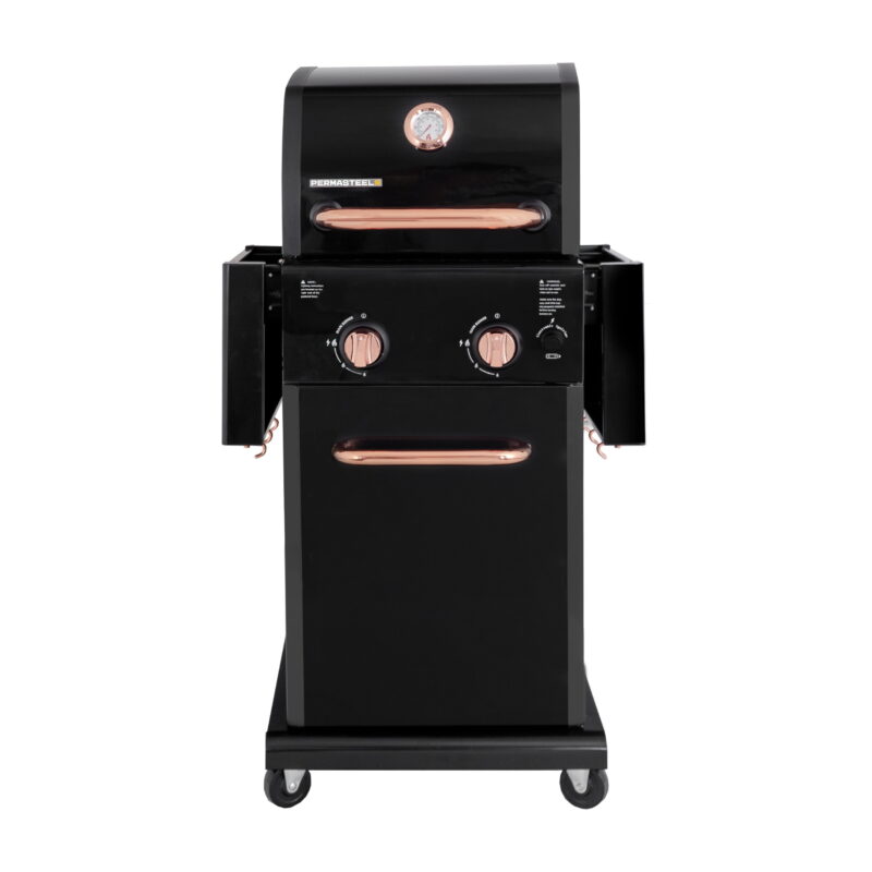 Permasteel 2-Burner Compact Propane Gas Grill with Foldable Sides, Black with Copper Accent - Image 2