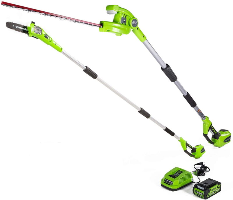 Greenworks 20" 40 Volt Battery Powered Pole Saw with Hedge Trimmer Attachment with 2.0 Ah Battery and Charger - Image 5