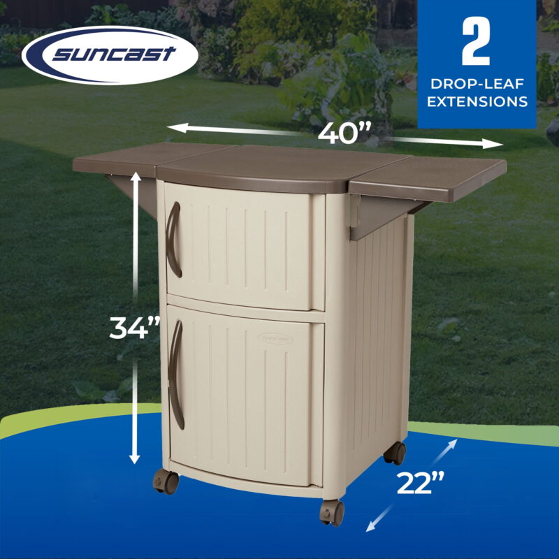 Suncast DCP2000 Portable Outdoor Prep Serving Grill Station Table and Cabinet - Image 7