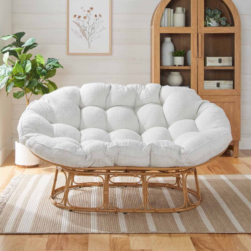 Better Homes & Gardens Double Papasan Accent Chair, Cream Boucle - Image 3