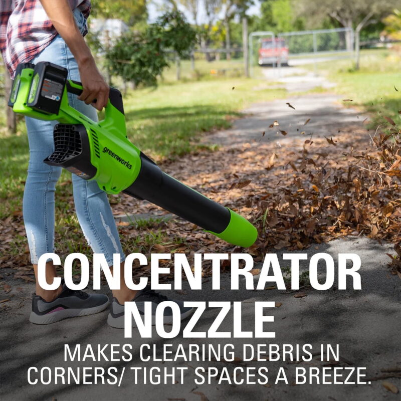 Greenworks 48V Brushless 515​CFM 125MPH Leaf Blower + 2 (24V) 2.0Ah Batteries & 4A Dual Port Charger - Image 7