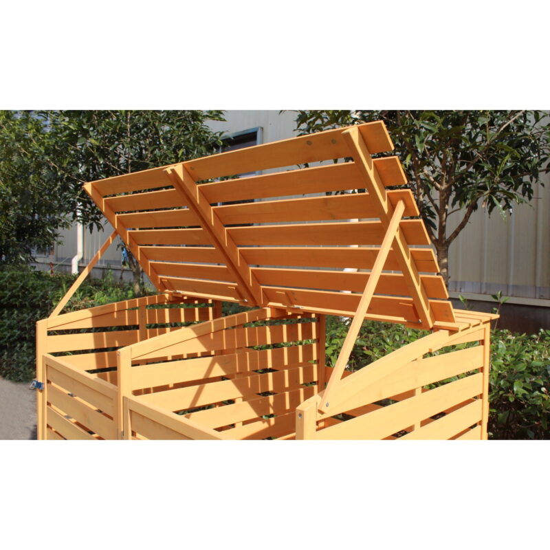 Hanover Outdoor 4.9 ft. x 4 ft. Wooden Trash Bin and Recyclables Storage Shed - HANWS0103-NAT - Image 2