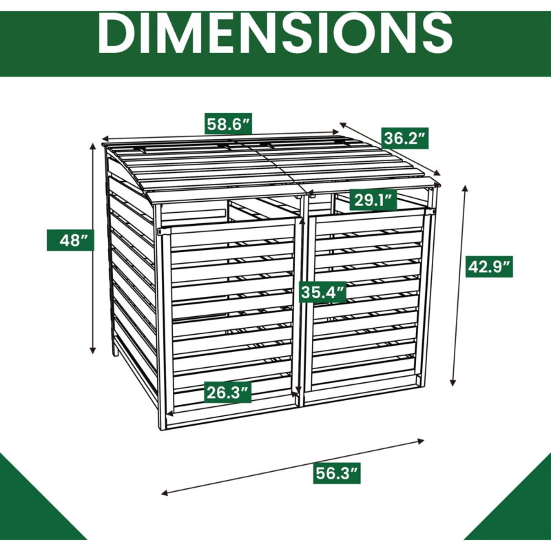 Hanover Outdoor 4.9 ft. x 4 ft. Wooden Trash Bin and Recyclables Storage Shed - HANWS0103-NAT - Image 5