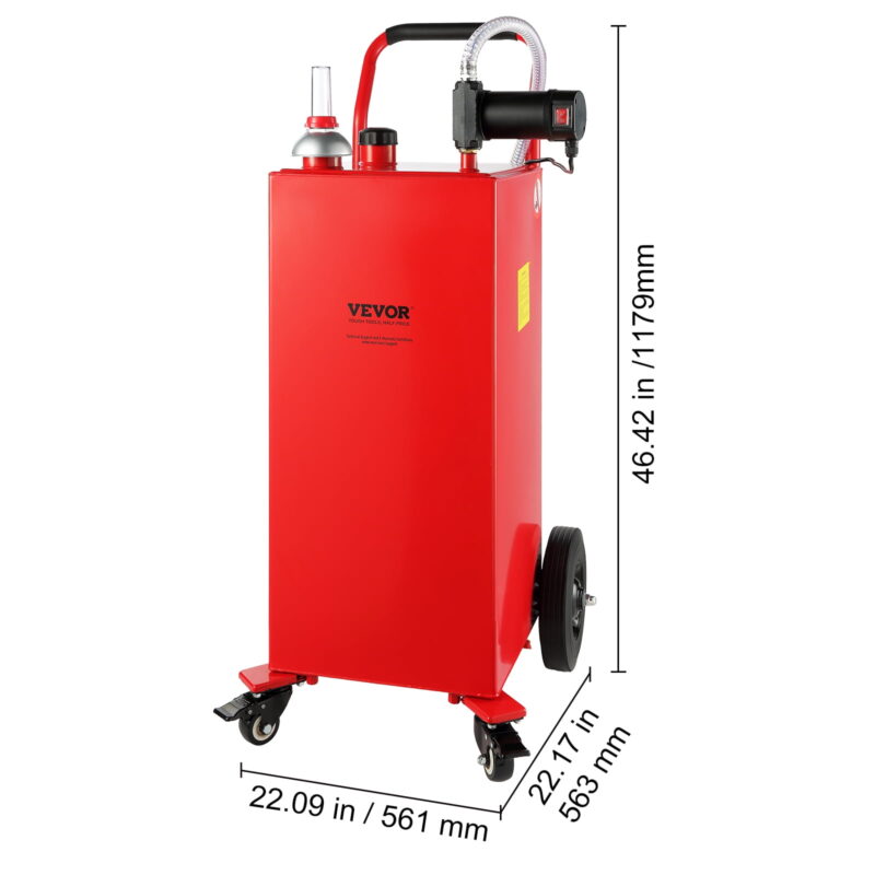 SKYSHALO 30 Gallon Fuel Caddy, 23.5 L/min, 180W Portable Fuel Storage Tank Container with Electric Pump Wheels - Image 4