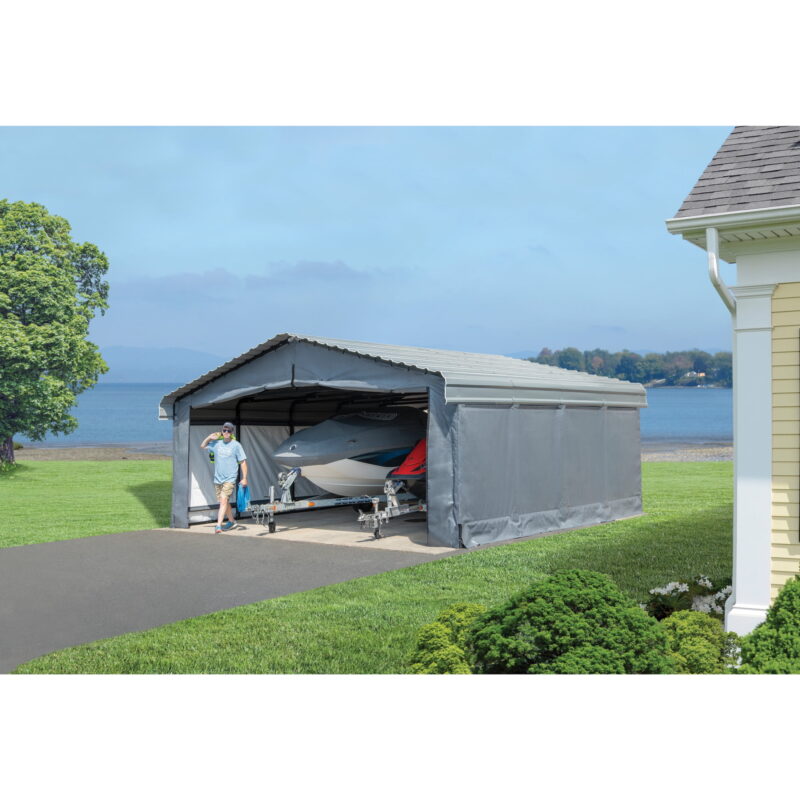 Arrow Carports Enclosure Kit for Galvanized Steel Carport, Fabric Carport Wall Panels, 20' x 20' x 7' - Image 3