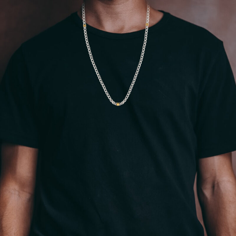 Mens Gold Plated Stainless Steel Link Chain Necklace - Image 2