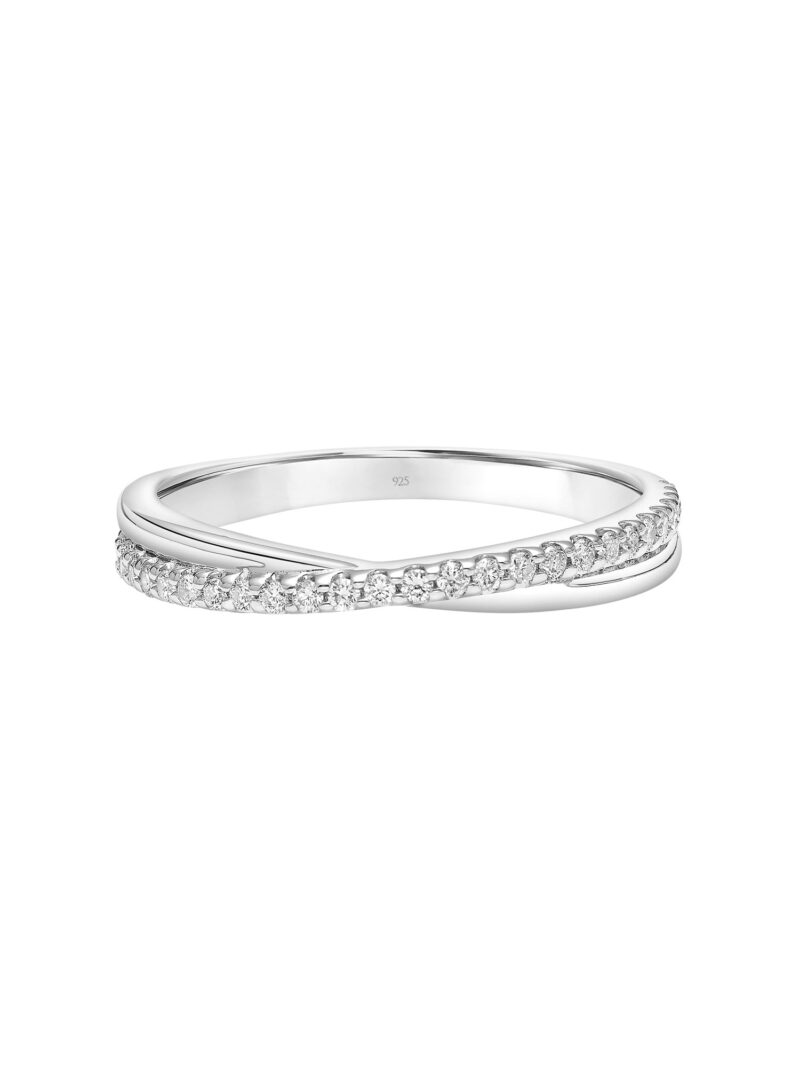Keepsake 1/5 Carat T.W. Diamond Crossover Anniversary Ring in Sterling Silver - Image 3