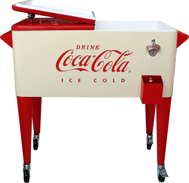 Leigh Country CP 98131 80 Qt. Coca-Cola Vanilla Embossed Metal Outdoor "Ice Cold" Cooler - Image 6