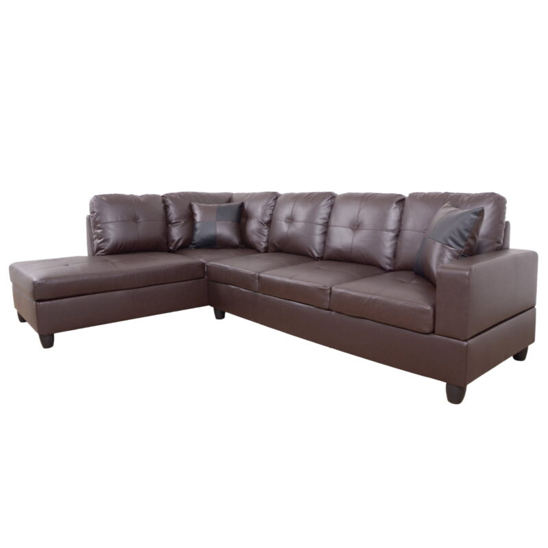 Hommoo Modern Faux Leather Sectional Couch and Sofa Set, L Shaped Sectional Sofa, Living Room Furniture Sets, Brown(No Ottoman) - Image 2