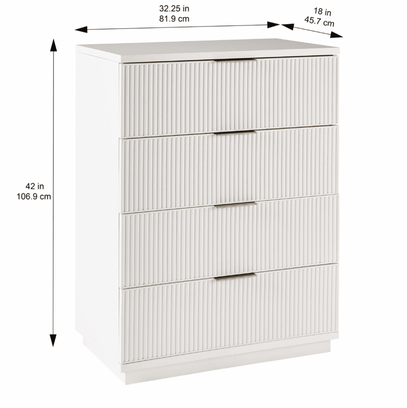 Better Homes & Gardens Lillian Fluted 4-Drawer Dresser, White Finish - Image 3