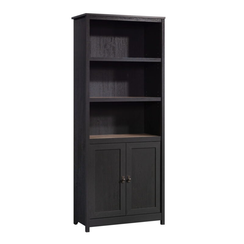 Sauder Cottage Road Library with Doors, Raven Oak Finish - Image 3