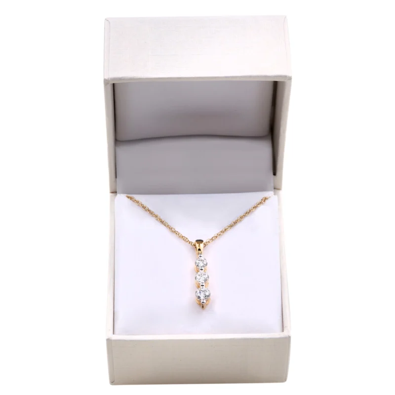 Brilliance Fine Jewelry 1/2 CTTW Lab Grown Diamond Three Stone Women's Pendant Necklace 14K Yellow Gold Plated - Image 3
