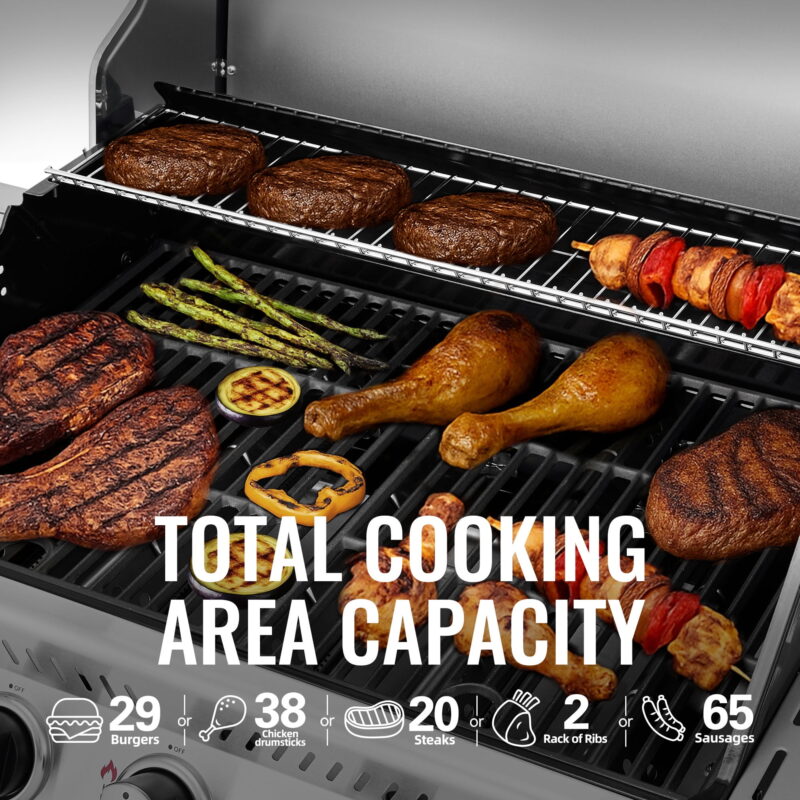 Royal Gourmet GA5401T 5-Burner BBQ Liquid Gas Grill with Sear Burner and Side Burner,  Stainless Steel 60,000 BTU Barbecue Grill,Silver - Image 3