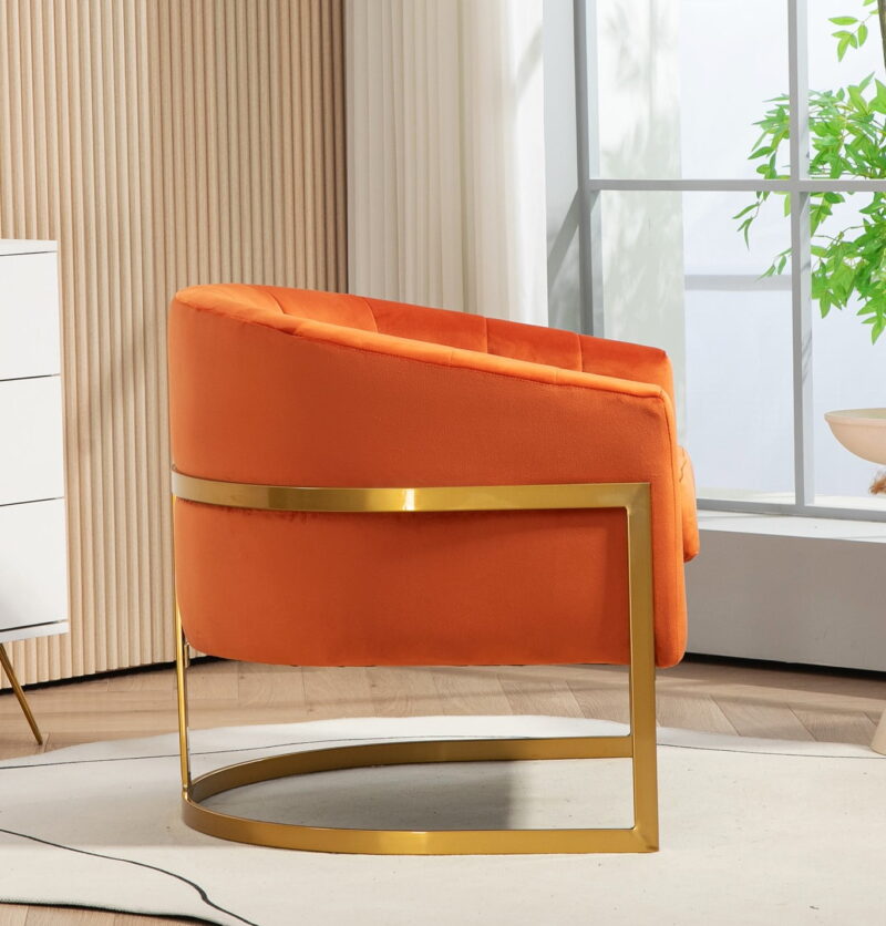 US Pride Furniture Modern Accent Armchair Luxury Gold Frame and Multi-colored Velvet Material Infuse Elegant Flair Red Orange - Image 4