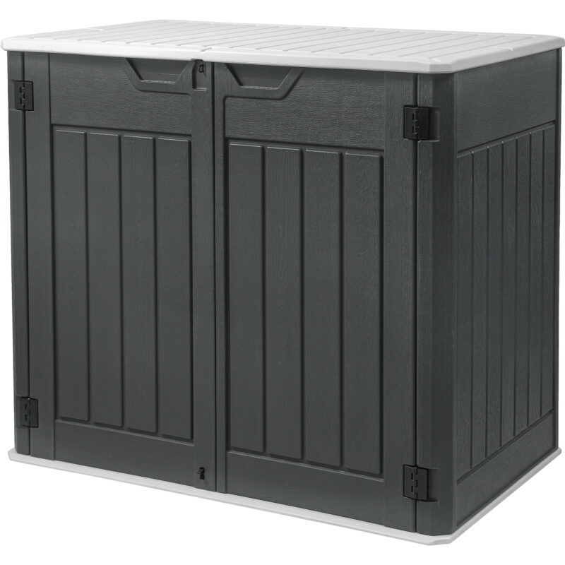 Uforic Outdoor Resin Tool Locker Without Shelf, Lockable Door & Lift-up Roof, 47 Cu Ft, Dark Gray - Image 2