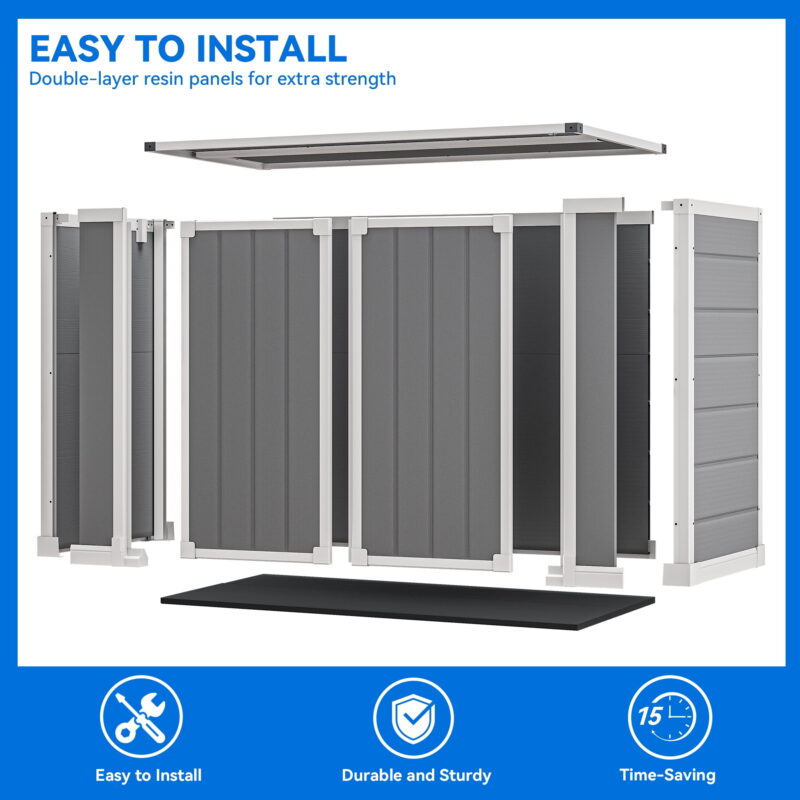 Uforic Outdoor Storage Shed,4.7x2.5ft All-Weather Waterproof with Hydraulic Struts, Triple Locks, Floor Locking for Garden Tools and Trash Cans - Image 3