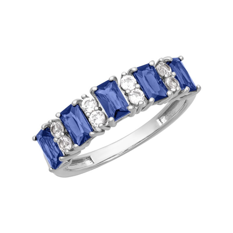 2 5/8 CT TGW Created Blue & White Sapphire "Iris Gem" Women's Band in Sterling Silver by Keepsake