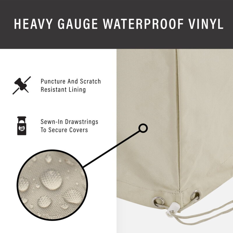 Crosley Furniture Covers 5-Piece Vinyl Outdoor Sofa Cover Set in Tan - Image 3