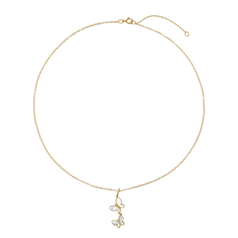 Brilliance Fine Jewelry 10KT Yellow Gold Mother of Pearl Butterfly Pendant with 18" Chain - Image 5