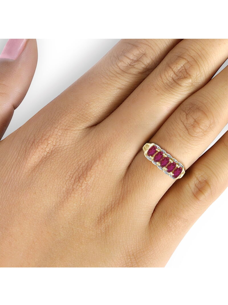 JewelersClub Ruby Ring Birthstone Jewelry – 1.33 Carat Ruby 14K Gold Plated Silver Ring Jewelry with White Diamond Accent – Gemstone Rings with Hypoallergenic 14K Gold Plated Silver Band - Image 4