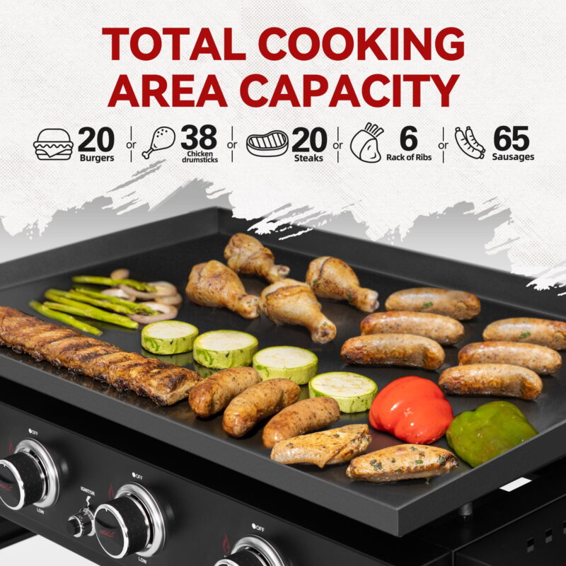 Royal Gourmet 4-Burner GB4001B 52000-BTU Gas Grill Griddle, 36’’L - Image 2