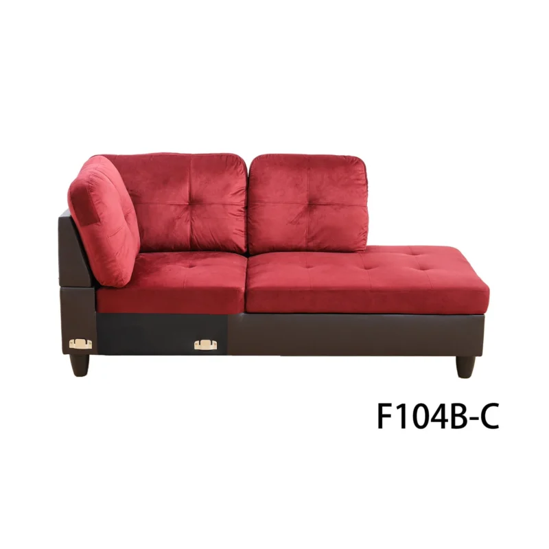 Hommoo Flannel and PVC Living Room Furniture Sets, L Shaped Couches and Sofas, Modern Sectional Sofa for Home & Office, Red(No Ottomans) - Image 5