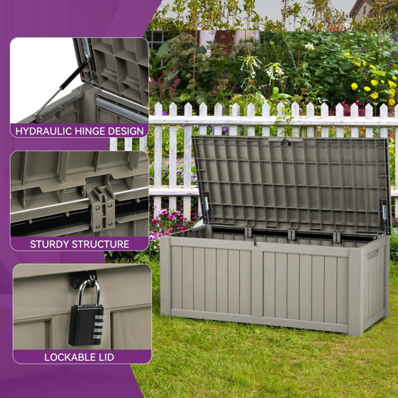 Dextrus 120 Gallon Outdoor Weatherproof Resin Deck Box for Cushions & Pool Accessories - Image 4
