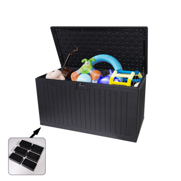 230 Gallon Extra Deck Box Lockable Resin Outdoor Storage Box Waterproof Outdoor Container for Patio Furniture Cushions, Pool,Black